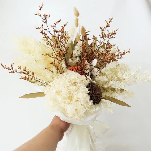 hot selling dried flower pampas grass boho bouquet preserved rose flowers bridal bouquet home wedding decorations