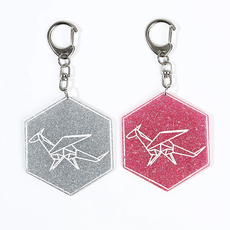 
Wholesale Custom Plastic Acrylic Glitter Key chain Print LOGO Acrylic Charm Keyring Motel Hotel Key Tag Keychain 