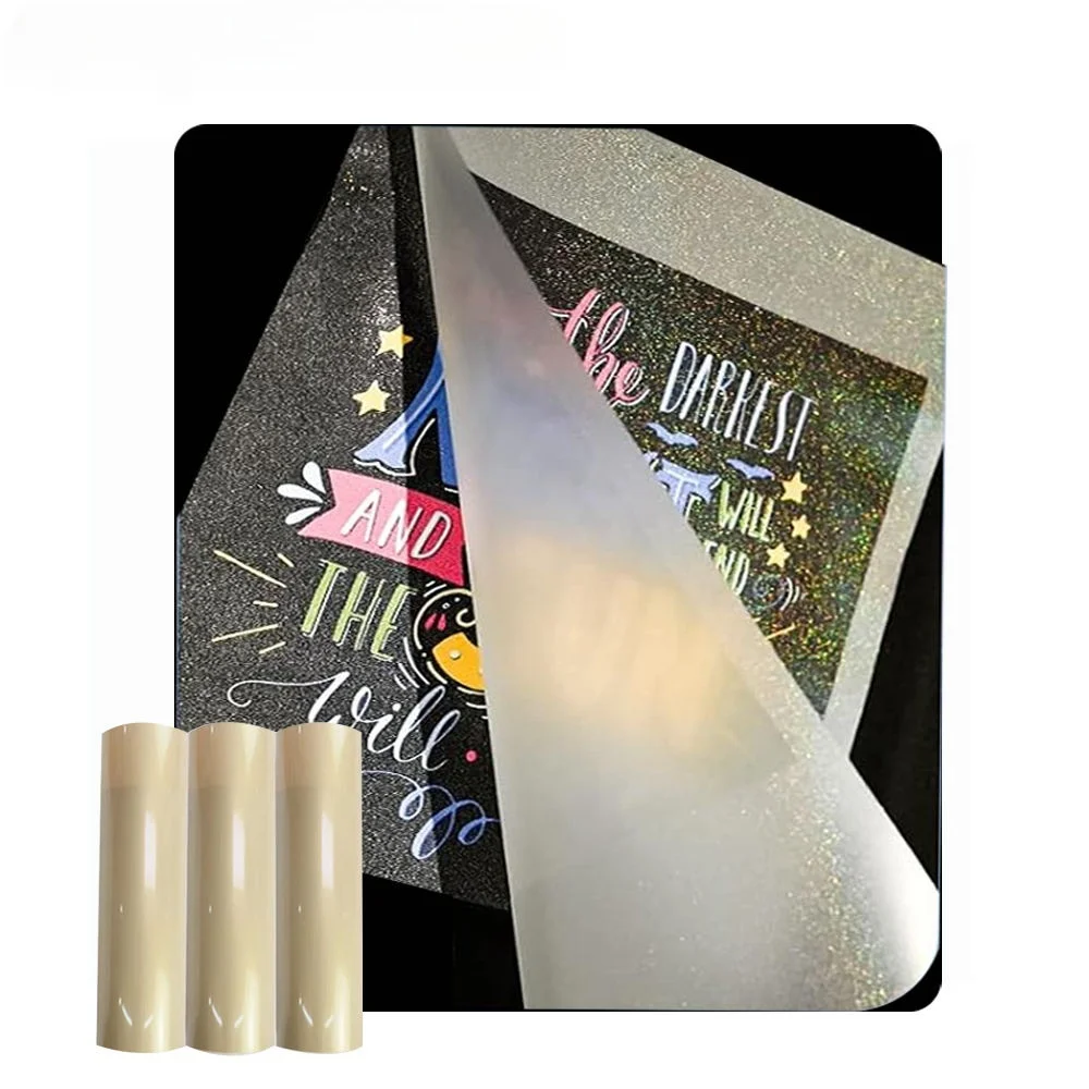 DTF gold glitter transfer film PET film roll clear cold peel dtf printing film direct to transfer tshirt