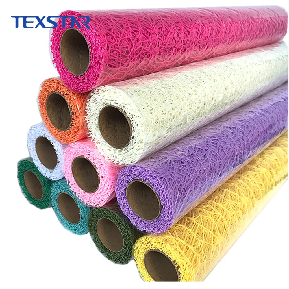 100% Polyester decoration net spider mesh roll for wrapping flowers