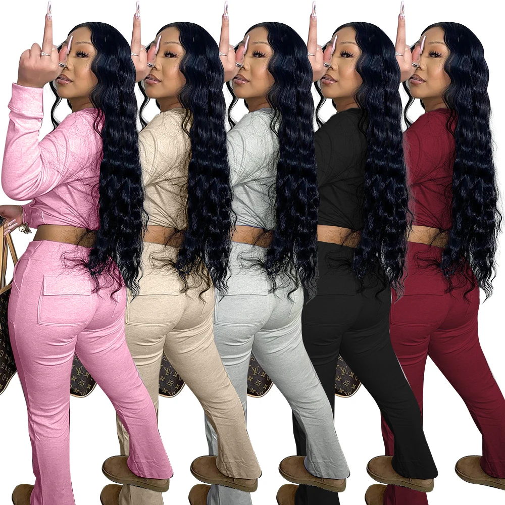 Autumn and winter new drawstring hooded multi pocket wide Wide Leg Pants German velvet women two-piece suit