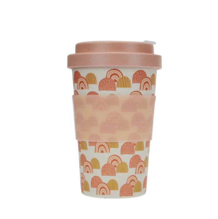 100% natural biodegradable custom eco friendly keep takeaway  bamboo fiber reusable coffee cup to go with bamboo lid