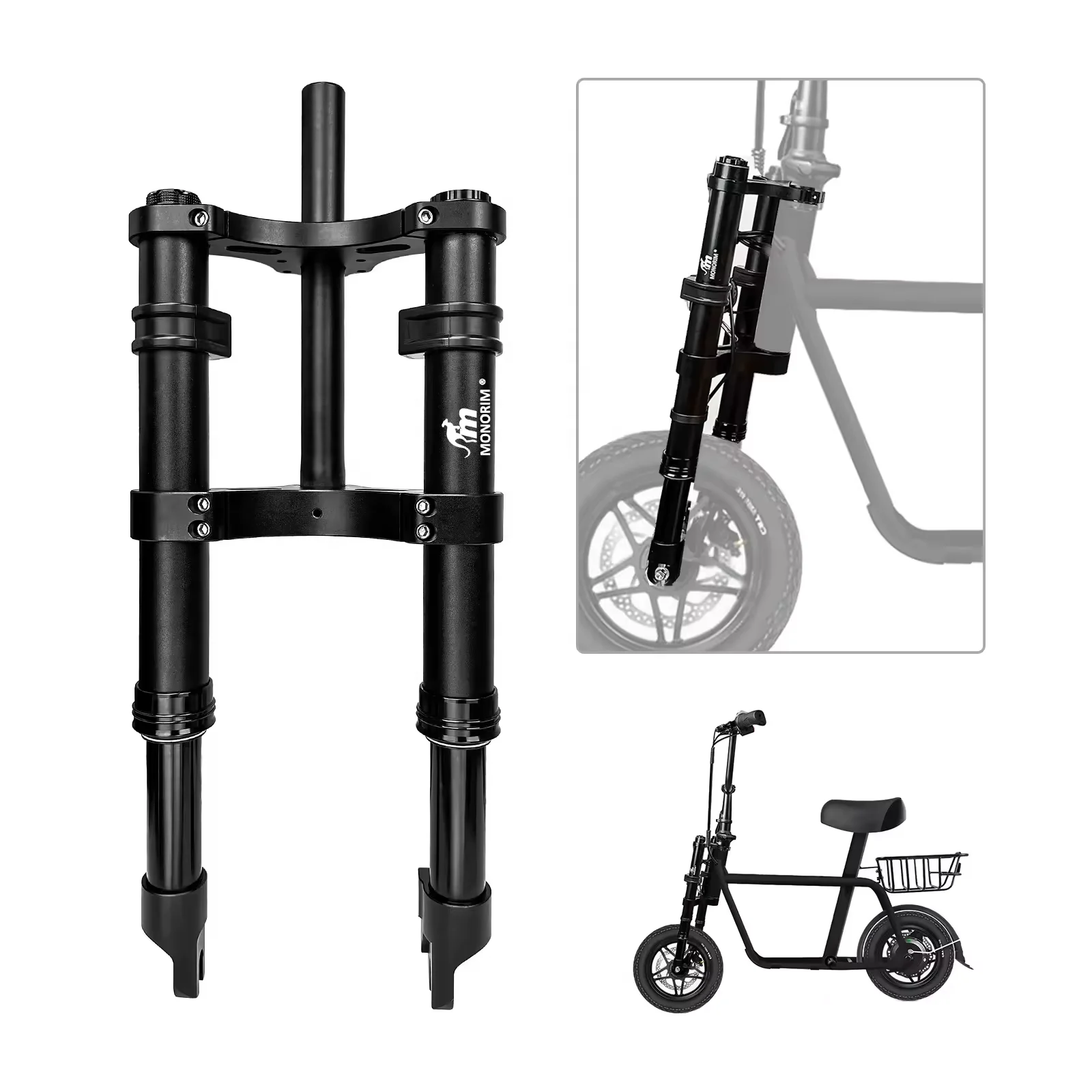 MONORIM MB0 Ebike front forks air suspension 16inch front wheel mopad parts more safe suitable for FIIDO Q1/ Q1S/Q2 EBIKE