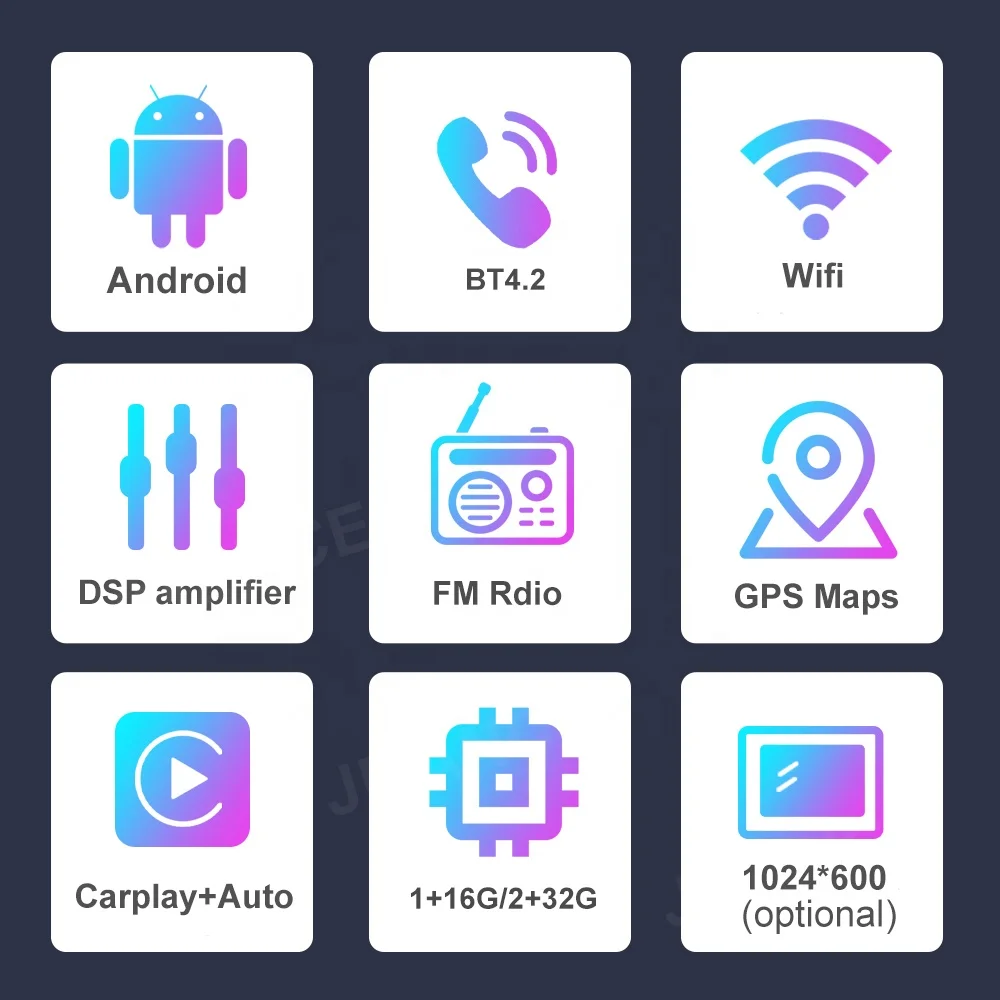 Jmance 7 inch Dashboard Ram 1GB Rom 16GB DSP RDS Wired Wireless Android auto Carplay For Toyota Navigation Car Radio Stereo