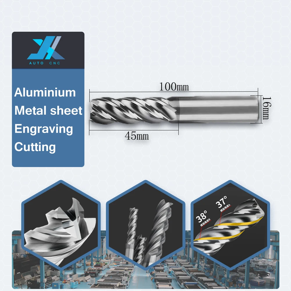 JX CNC machining router center dynamic milling flat bottom extended 4-blade end milling cutter