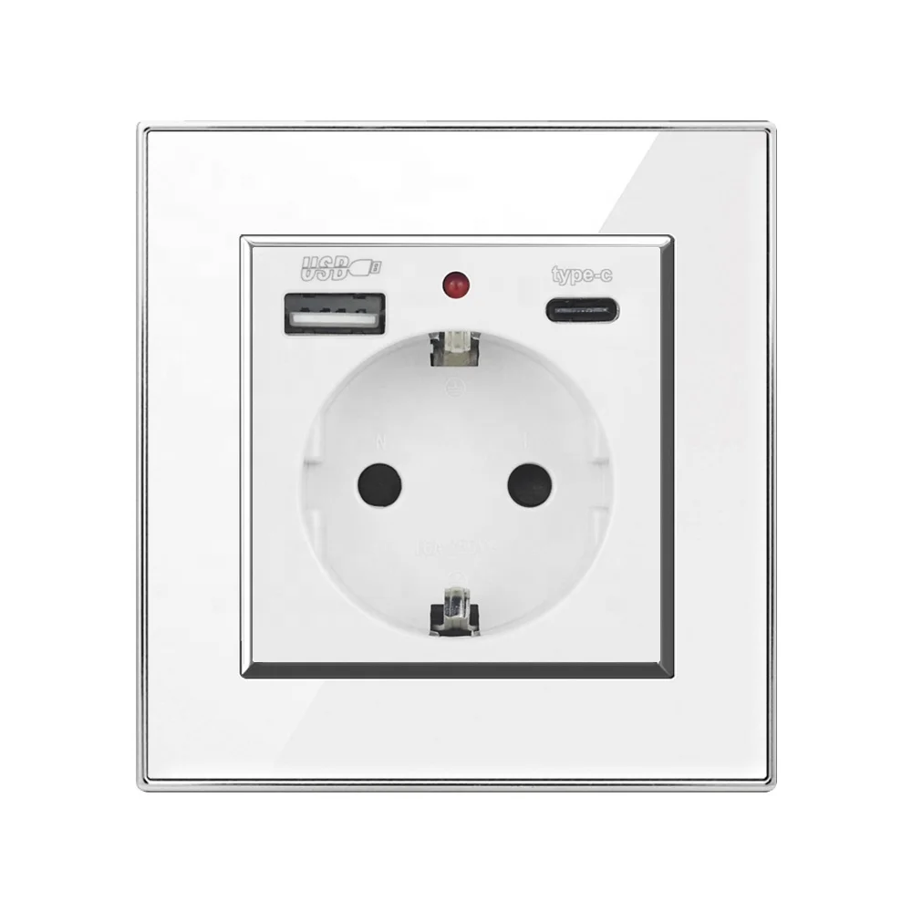Eu Standard German European Wall Socket Electrical USB Type-c Outlet Europe Socket on Wall