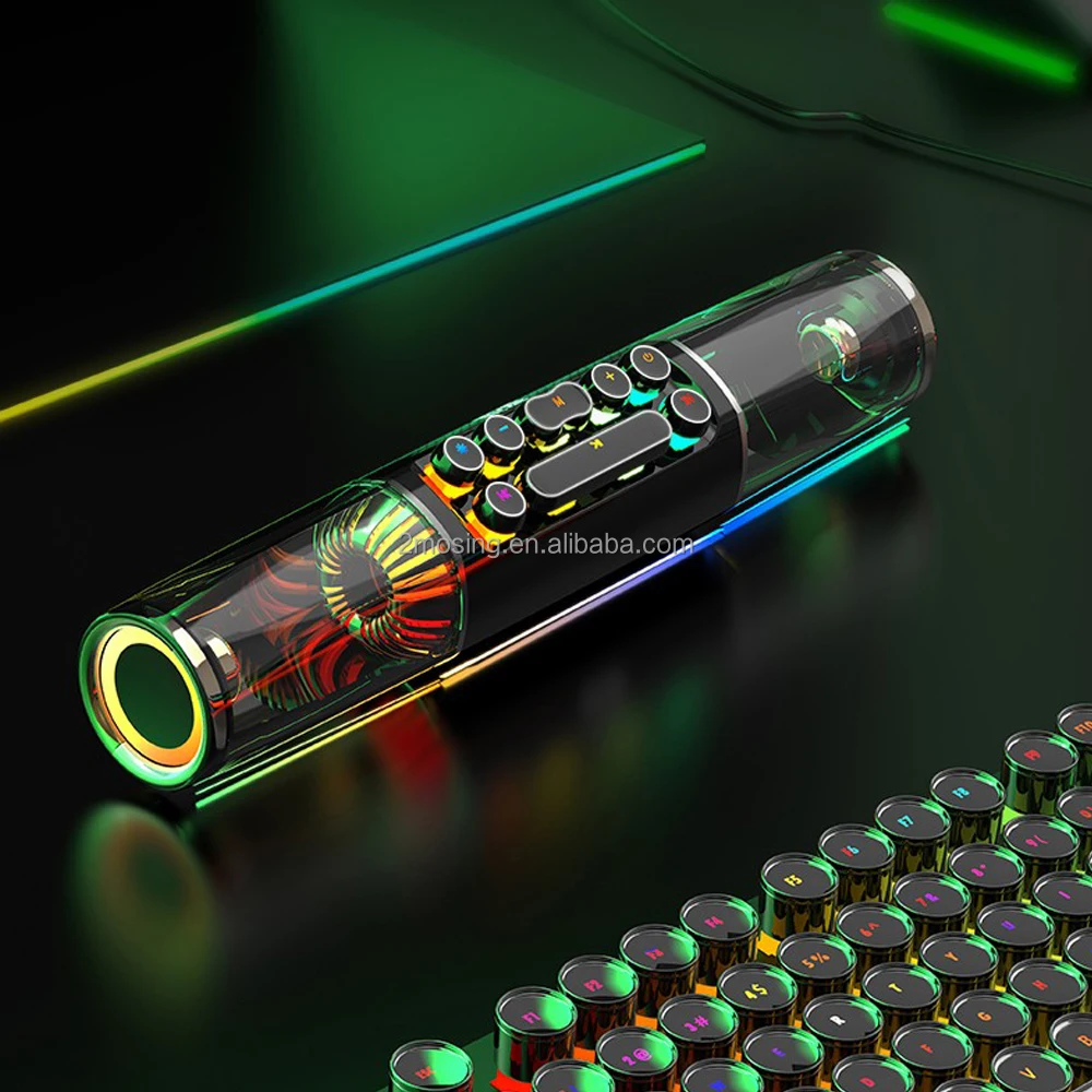Transparent Sound Bar Strong Bass Wireless Gaming Speakers Portable 3D Home Theater Stereo RGB Computer Soundbar  For Pc