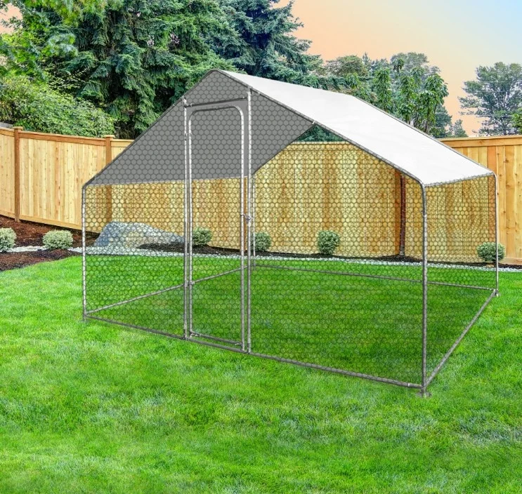 
Duck Chickens Cat Rabbit Run Pets Enclosure Cages Metal Tubes with Roof Sunshade 