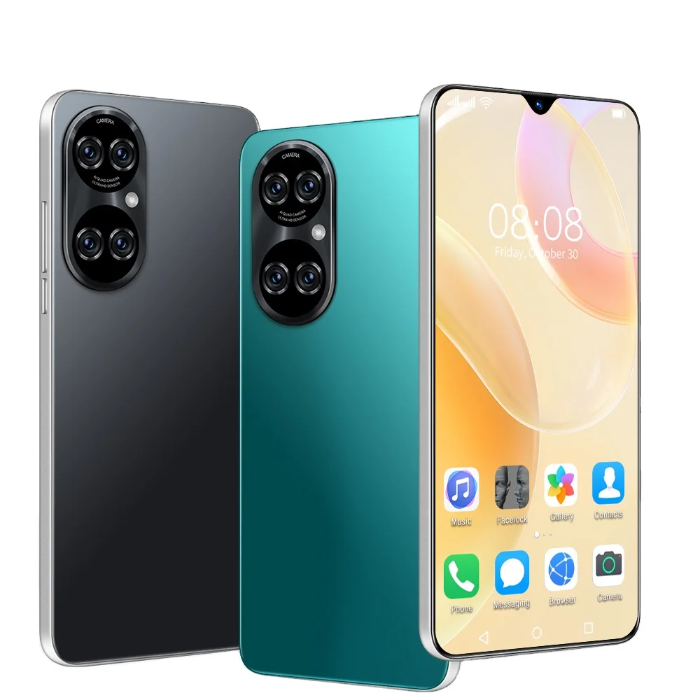 
New Android face recognition P50pro 10 core 4+64GB water drop screen 7.0 inch HD 1440*3200 mobile phone 
