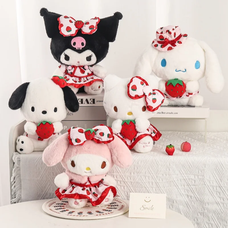 Sanrios свежий клубничный Kuromi Melody Pochacco Hello KT Cinnamoroll хлопковый плюшевый брелок для девушек кулон мультяшная набивная вечеринка