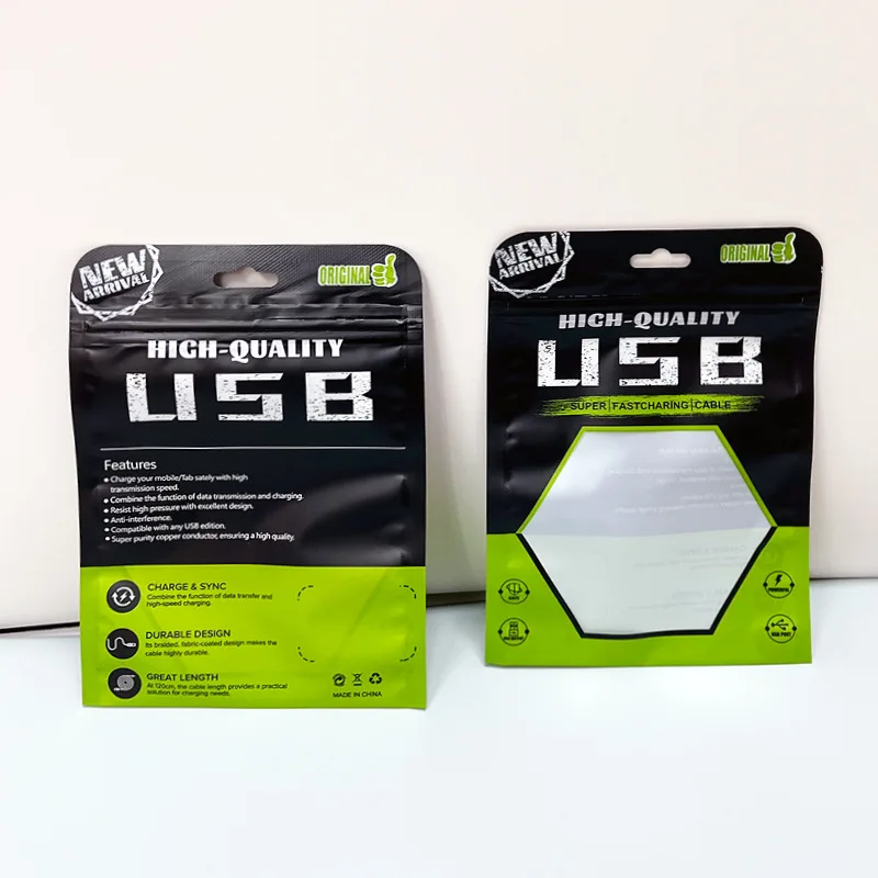 Пластиковый матовый упаковочный пакет для Usb-кабеля