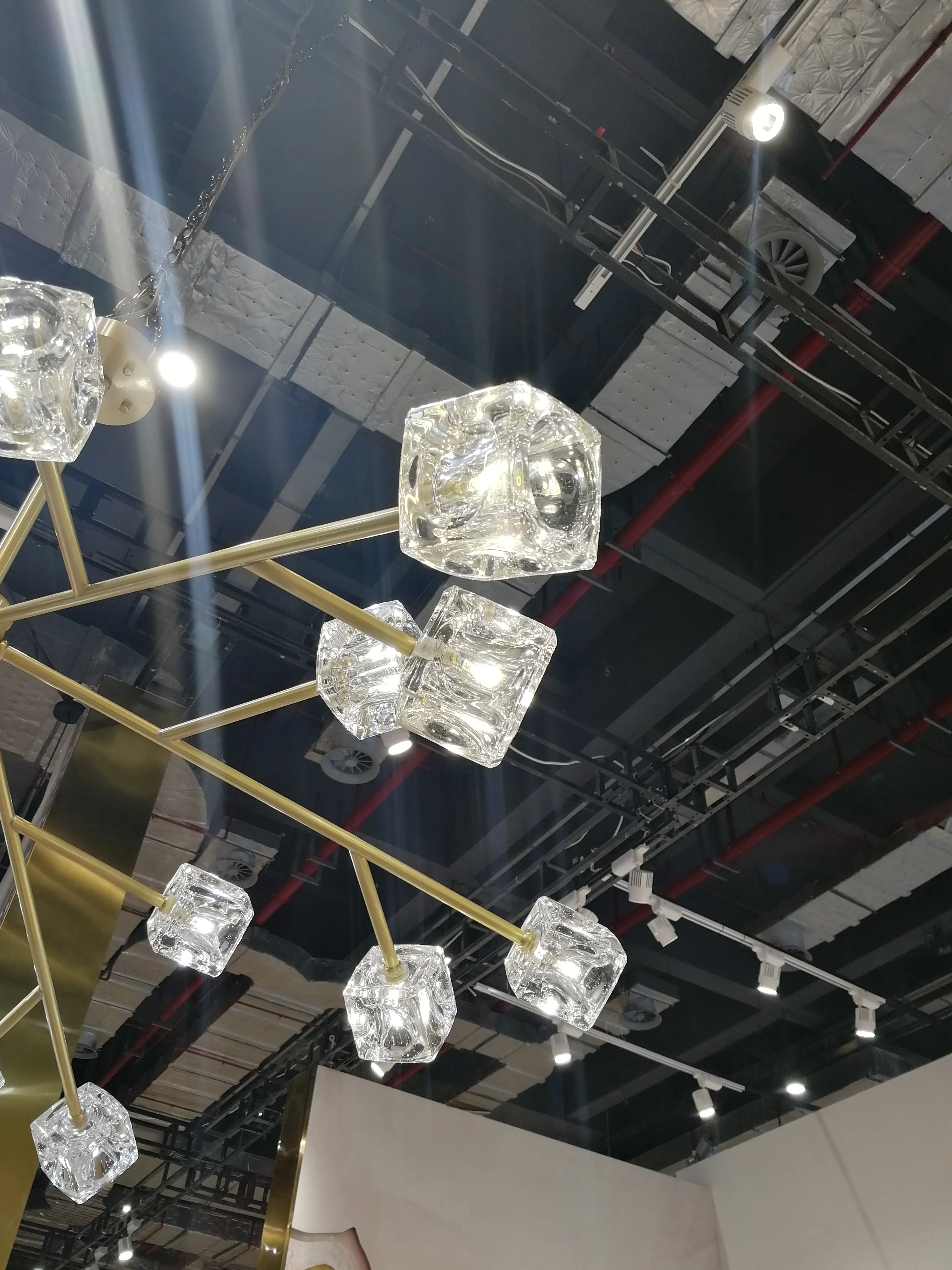 Высококачественная квадратная Подвесная лампа-Кубик из хрустального стекла K9 с абажуром