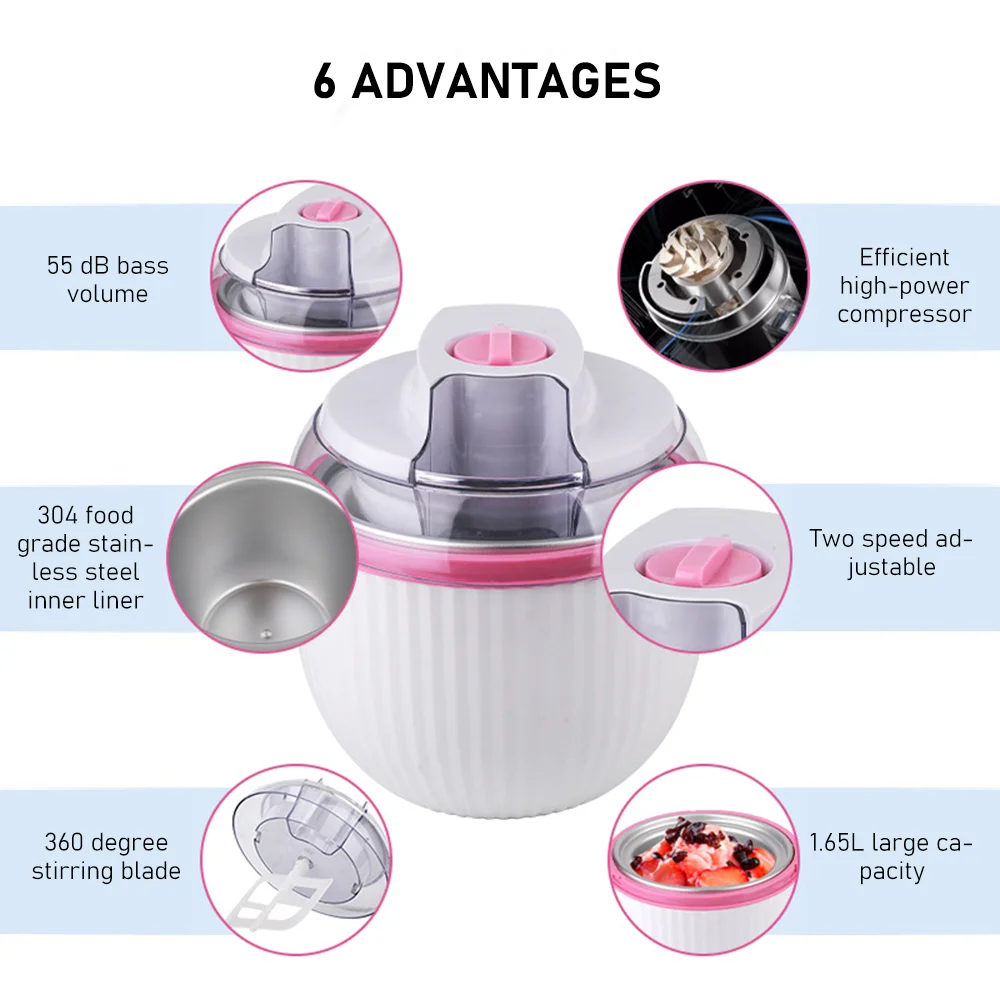Electric home mini automatic ice cream machine sand ice machine Kids Freezer Bowl Gelato Ice Cream Maker Machine
