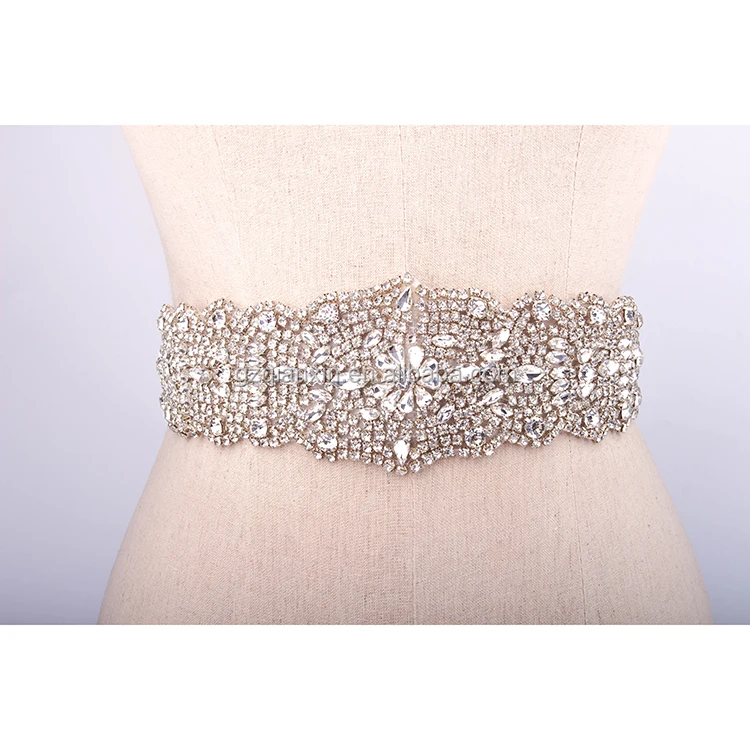 
China Cheap Studded Belt Crystal Woman Design Belt Applique for Wedding Dress Sash rhinestone belt 
