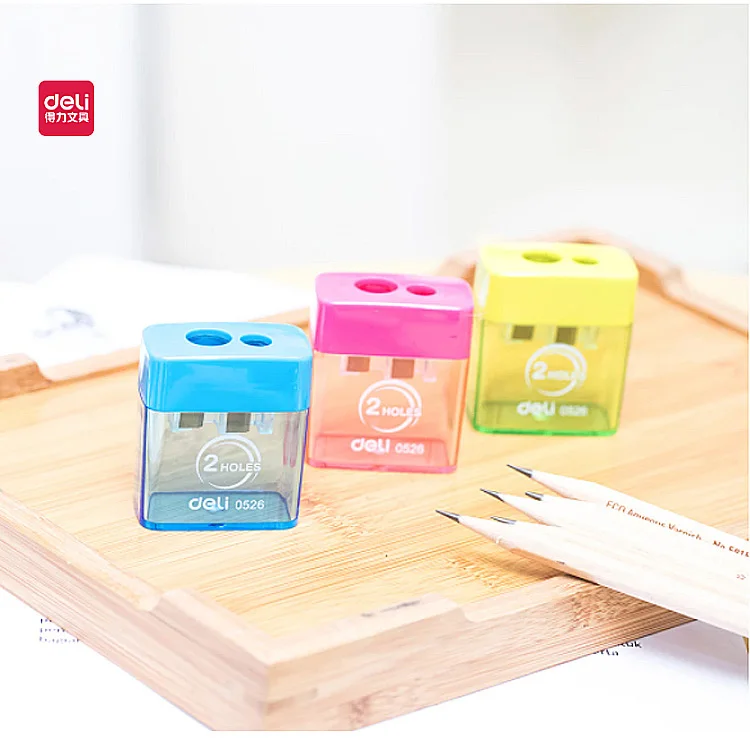 Deli cute pencil sharpener smooth sharpener 2 hole pencil sharpener school stationery