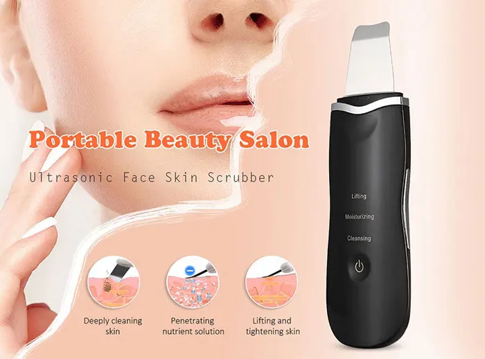 Custom Logo Facial Beauty Products Personal Care Device Tools Deep Face Cleaner Ultrasonic Skin Scrubber