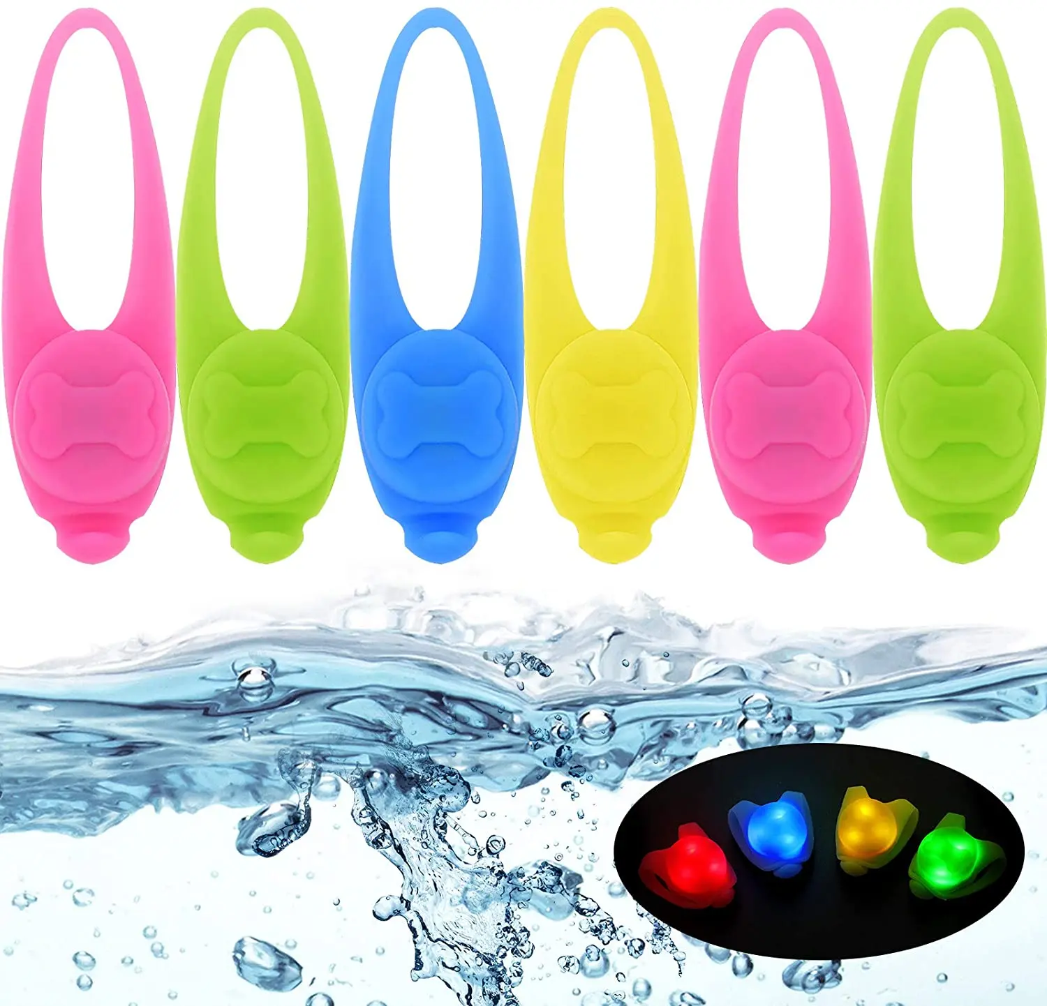 Silica Gel Pet Dog Cat Collar Night Walking Safty Lights Tag Waterproof