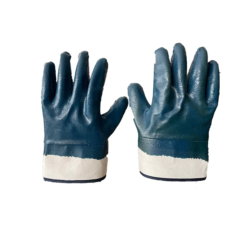 nitrile green gloves- sizes, 8, 9 & 10- ansell- 12  Safety Heavy Duty nitrile gloves machine Blue Nitrile Coated Working Gloves