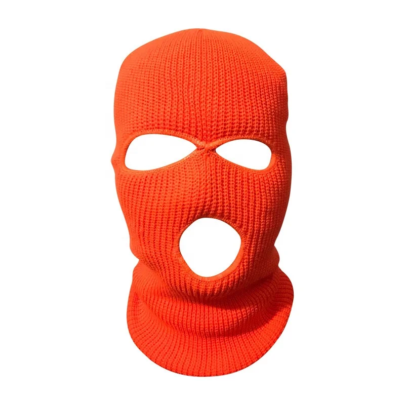 Amazon Hot Selling Winter Anti-cold Riding Mask Outdoor Sports Knitted Designer Neon Balaclava Three Hole