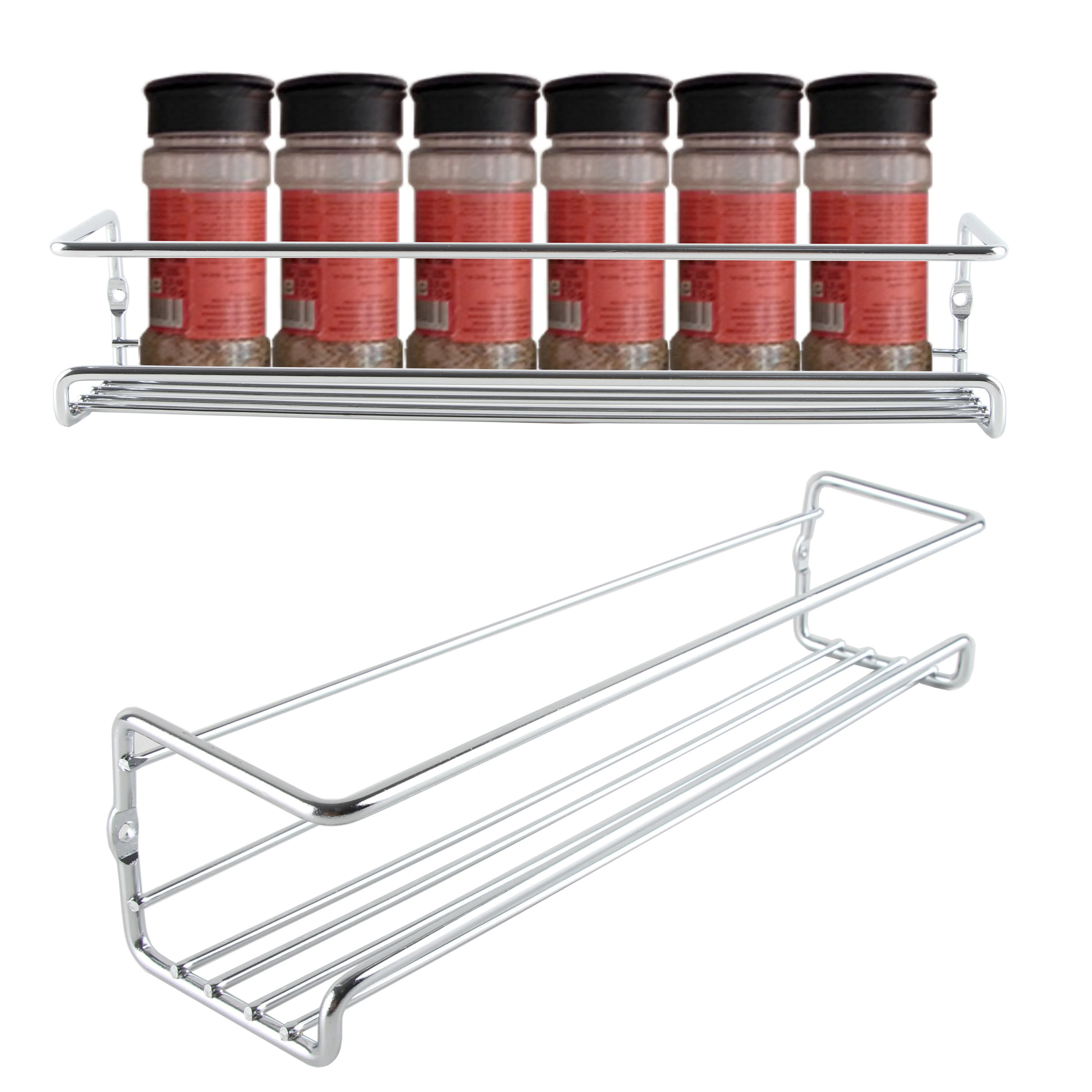 Factory Hot Sales Spice Jar Rack Set Organizer For Cabinet Door Mount Or Wall Mounted Chrome Tiered Hanging Shelf For Spice Jars