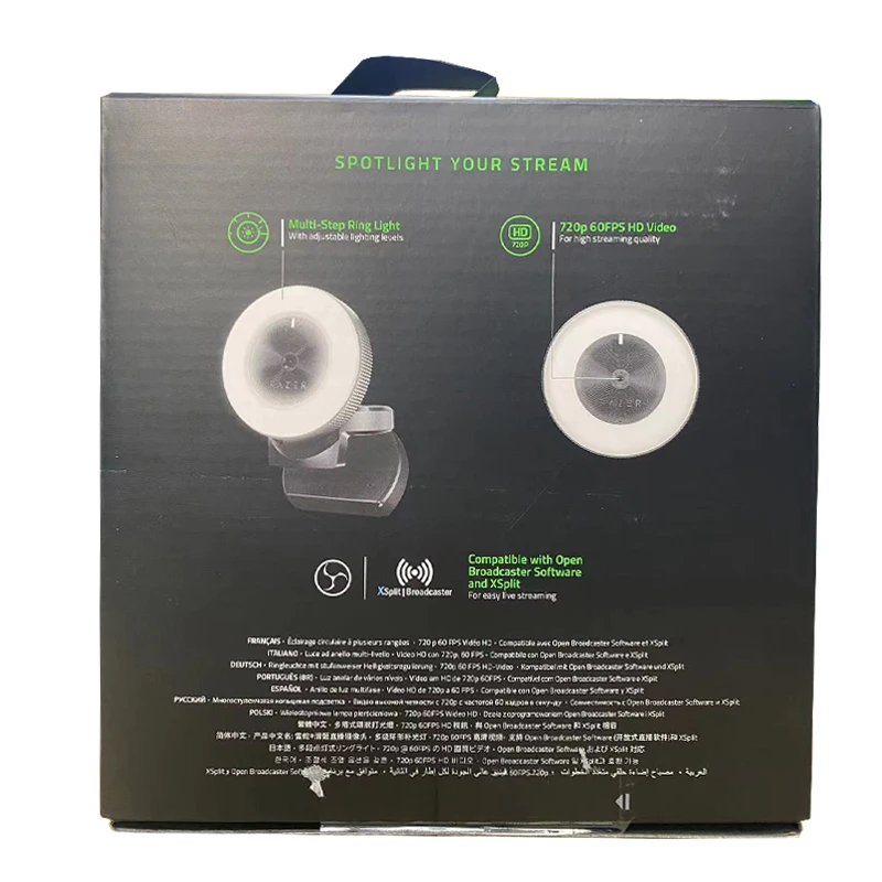 Original Razer Kiyo 1080P 4MP HD Desktop Streaming Camera Webcam with Multi-step Ring Light Lamp for Tik Tok