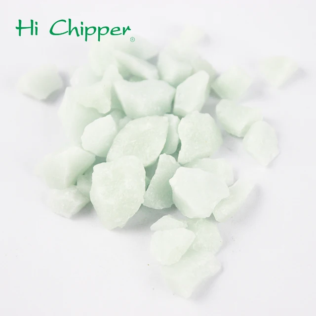 Yellow glow glass chips for road paving