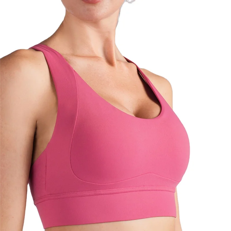 
2020 Hot Sales Cross Strap Buckle Sports Fitness Bra Show Chest Gather Beautiful Back Shockproof Sport Yoga Bra 
