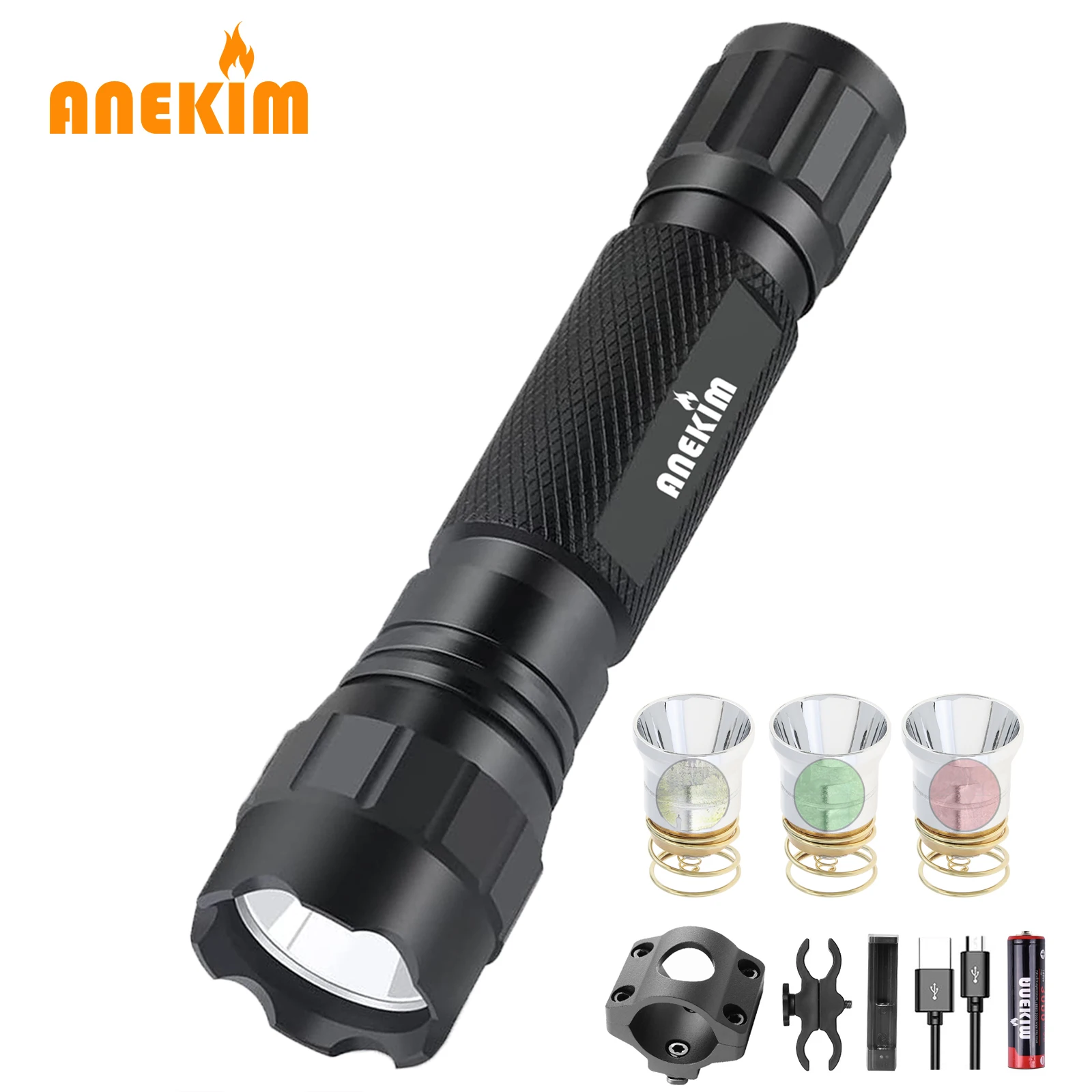 GF-K001 Green Red Hunting Flashlight Lighting White Light Tactical Light Kit New in 2022 Powerful Rechargeable LED Flashlights