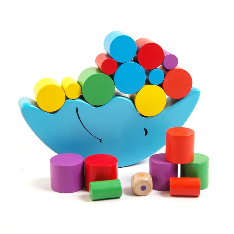 Building Block Toys Children Early Education Puzzle Stack Tower Wood Balance Board Wooden Moon Balance Game