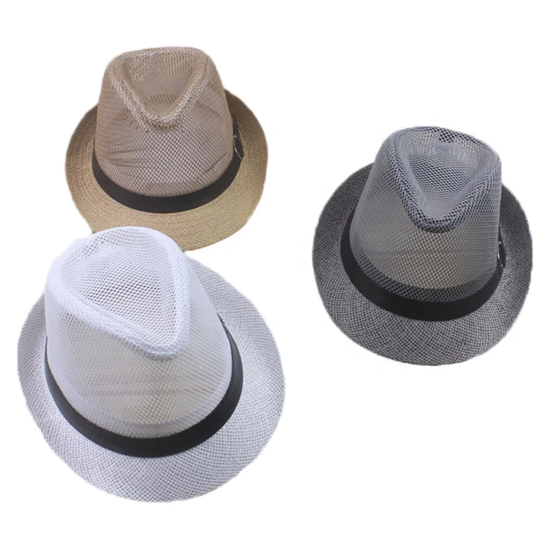 Womens and men Straw Hat Short Brim Panama Fedora Beach Sun Hats for Vacation Gentlemen Roll Up Summer Hat