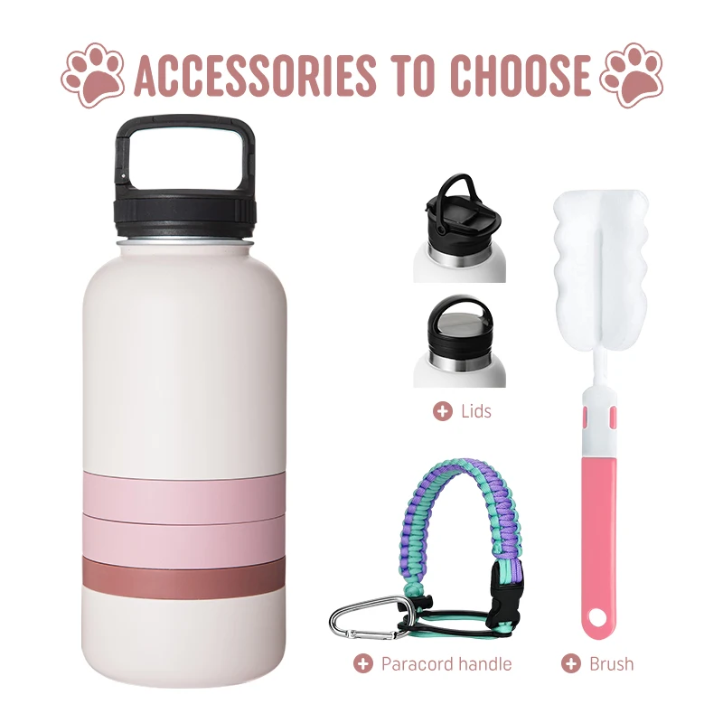 4 in 1 people pet dog water bottle 32oz water bottle stainless steel vacuum insulated drink bottle with food container