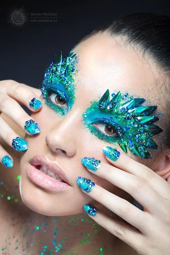 Mermaid face jewels sticker waterproof mermaid face painting rhinestone body tattoo gem crystal glitter stickers
