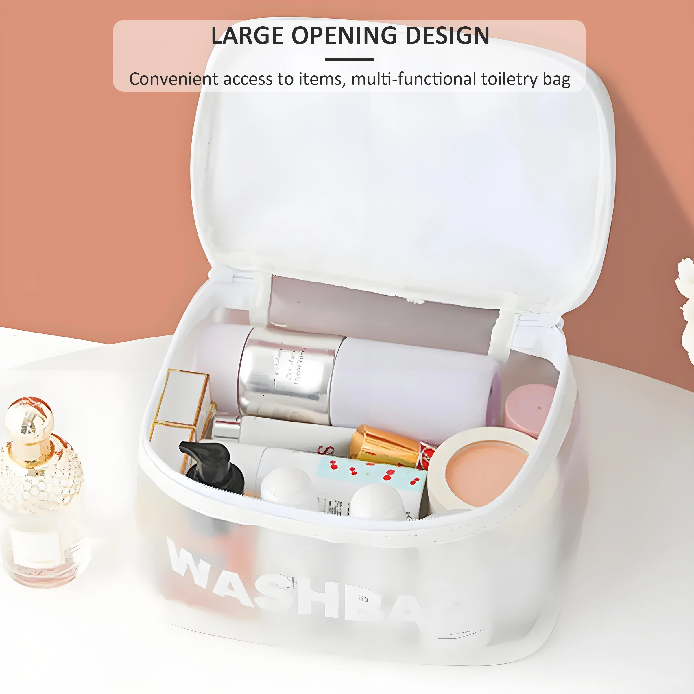 Travel Waterproof Toiletry Bag Large Capacity Cosmetic Storage Bag Clear PVC Hanging Makeup Cosmetic Bag with Hook