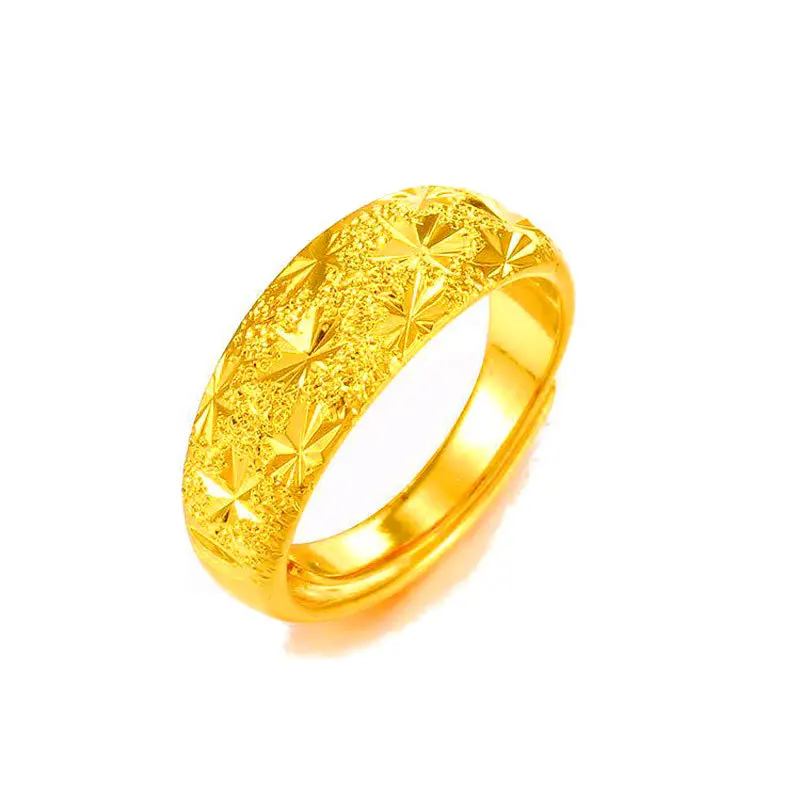 Ring Men Dubai 24K Gold Anti-allergy Smooth Simple Wedding Couples Rings Bijouterie for Man or Woman Gifts