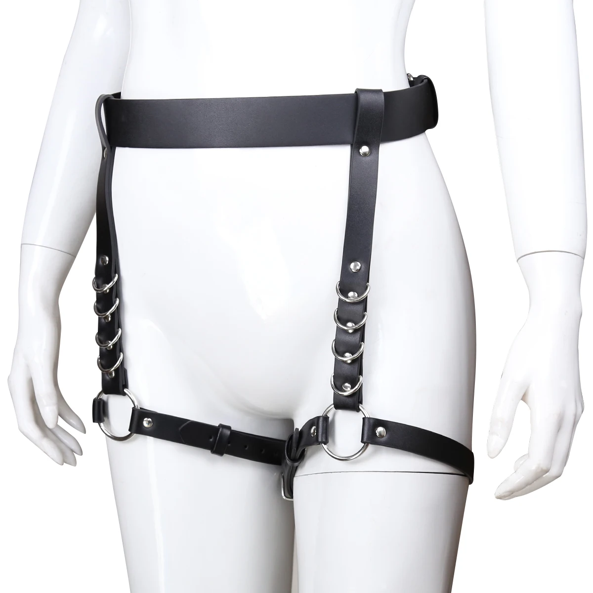 Punk Leather Lingerie Thigh Harness Leg Harness Black Body Waist Belts Rave Caged Garter Belts