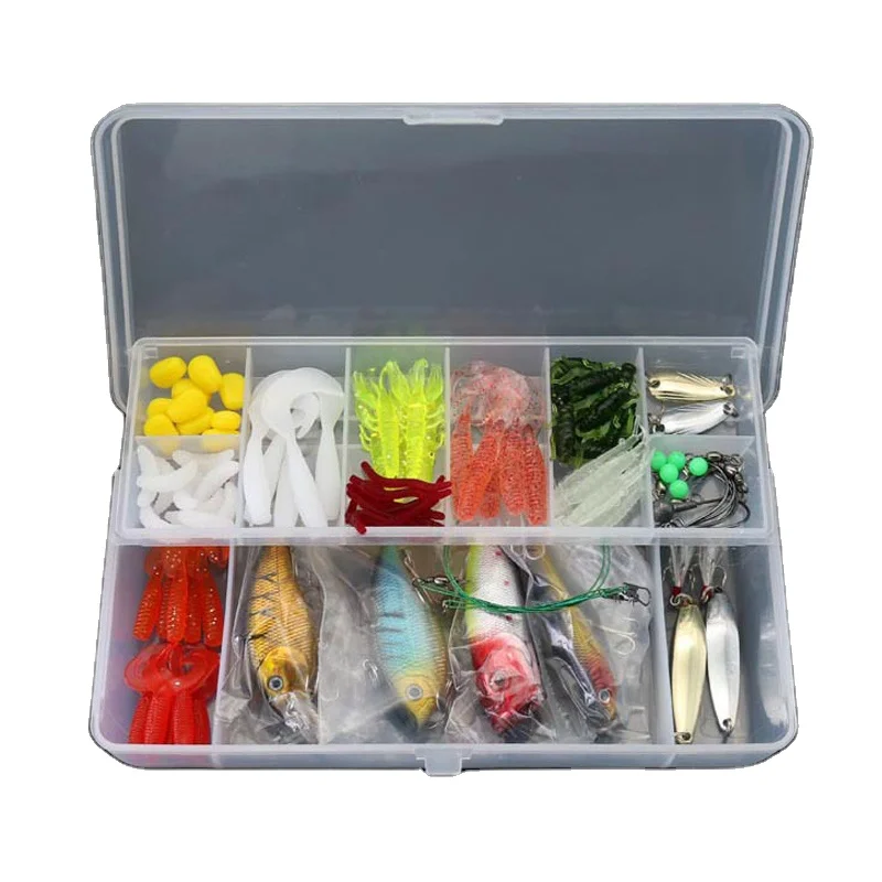 Competitive Price 100 pcs of Multi Layer Bait Sequins Fishing Hook Lure Box Set Fishing Lure Set