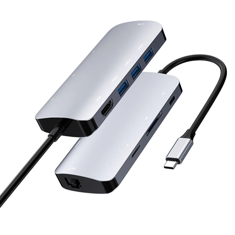New Arrival 8 In 1 Usb C Hub Docking Station Ethernet Charging Hdmi Tipo C Usb Hub 3.0 Type C Usb Hub