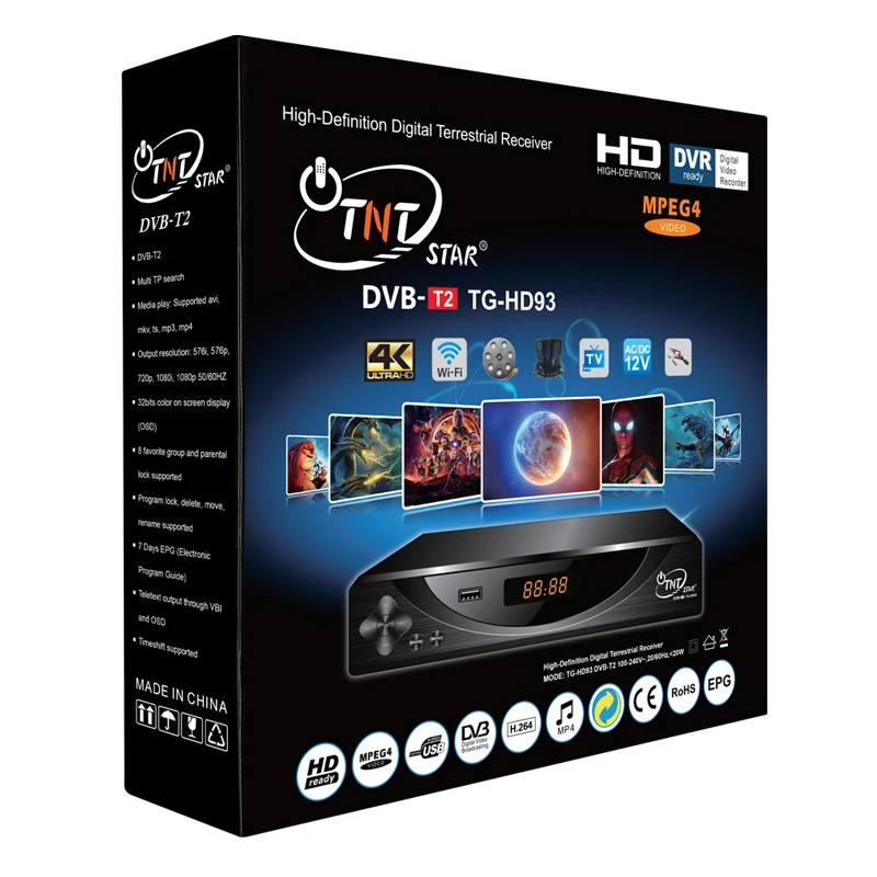TNTSTAR TG-HD93 New High repurchase rate of DVB T2 antenna  Receciver  digital set top box tv decoder