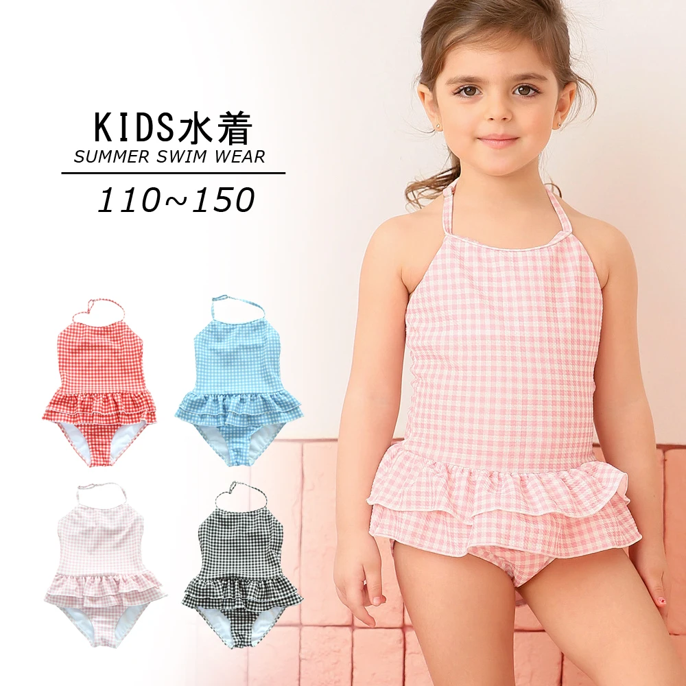 
Japanese design little girl summer swimming wear kids hot swimwear flounce style children holiday swimsuit 