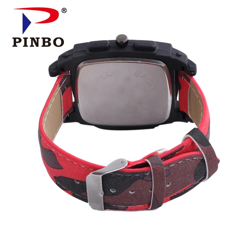hot selling custom your logo Leather Band  classic wrist watch cheapest Quartz Geneva sport camouflage Watches for boy
