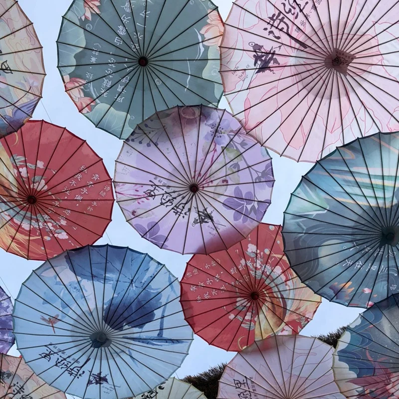 Japanese Chinese Ceiling Decoration Umbrellas Craft Dance Props Parasols Handmade Silk Oiled Paper Umbrella