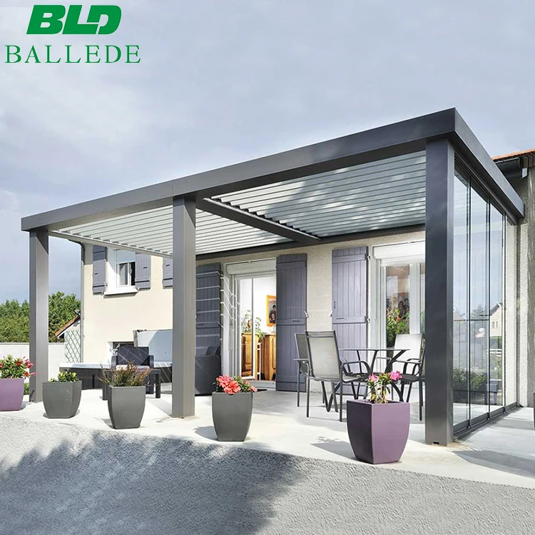 Factory Wholesale System Garden Yard Terrace Rainproof Pergola Gazebo Bioclimatic Louver Roof Sunshade Outdoor Aluminum Pergola