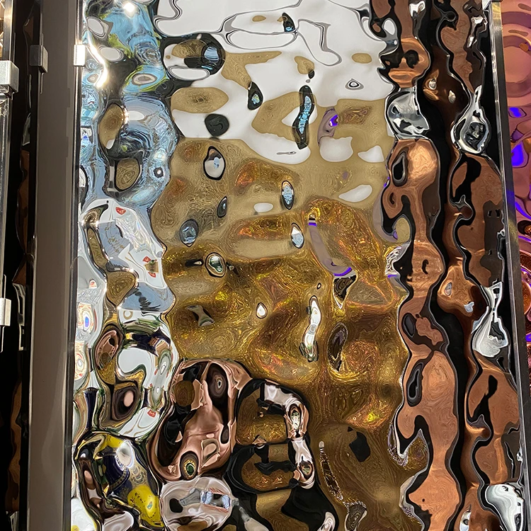 Embossed Sheet For Ceiling and Wall Panel Stamped Golden Decorative Stainless Steel Brass Water Ripple Sheet