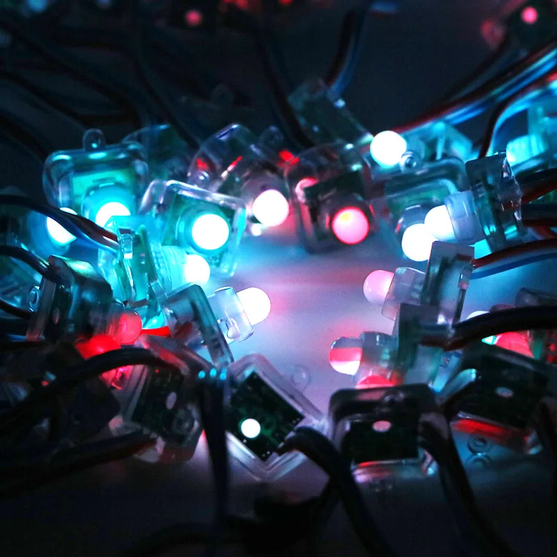 LED Node 12MM Digital RGB Square WS2811 IC Pixel Module String 5V 12V Waterproof 2811 Individually Addressable Light