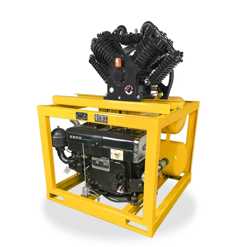 Cheap Price Industrial Portable 16Bar Piston Diesel Air Compressor with Tank Wheels