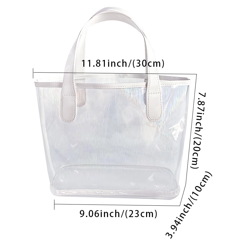 Supply wholesale price cheap pvc cosmetic bags Daisy printing shiny pvc gift tote custom paillette luxury clear shopping bag