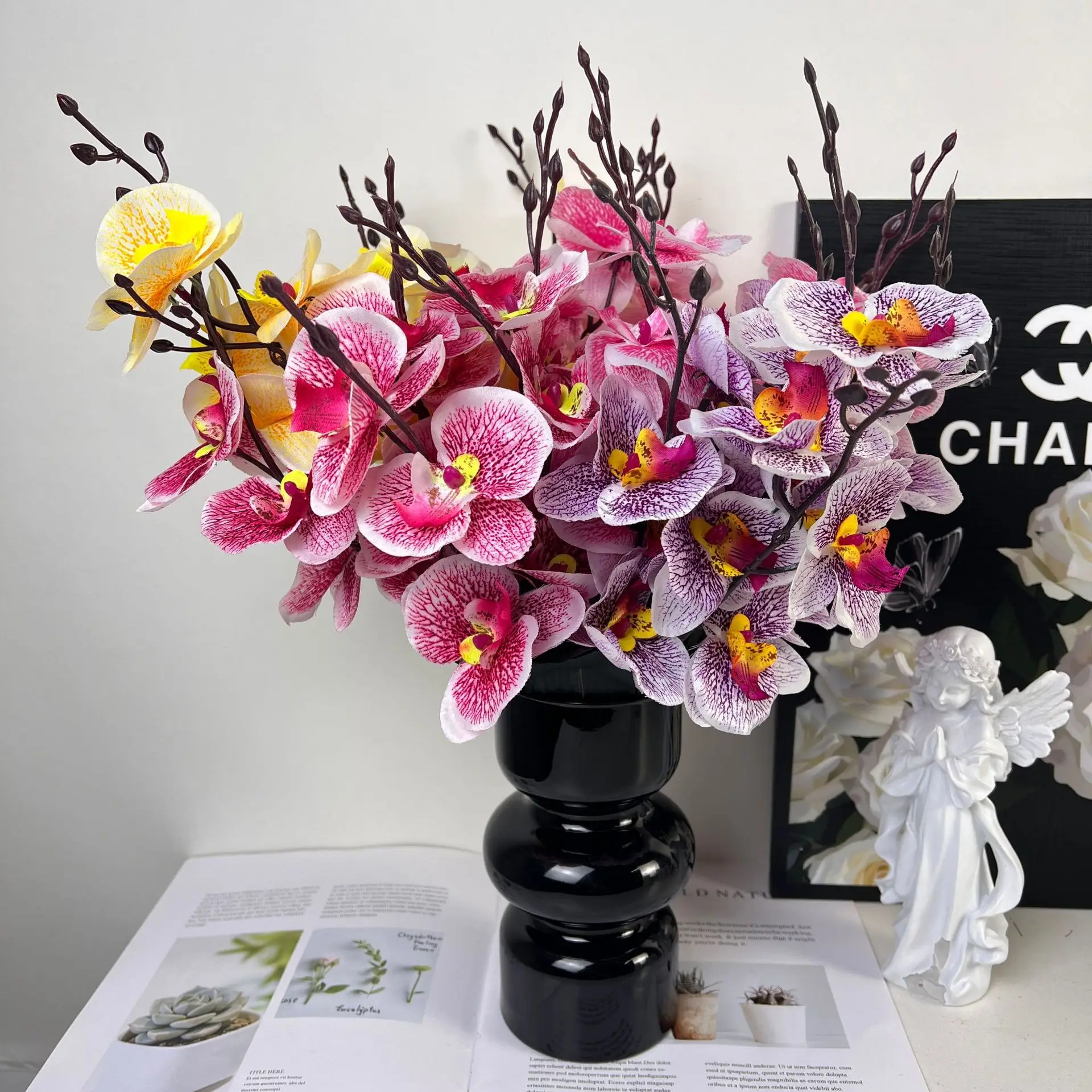 Wholesale Simulation 5-fork 20-head phalaenopsis bouquet home furnishings wedding decoration photography props