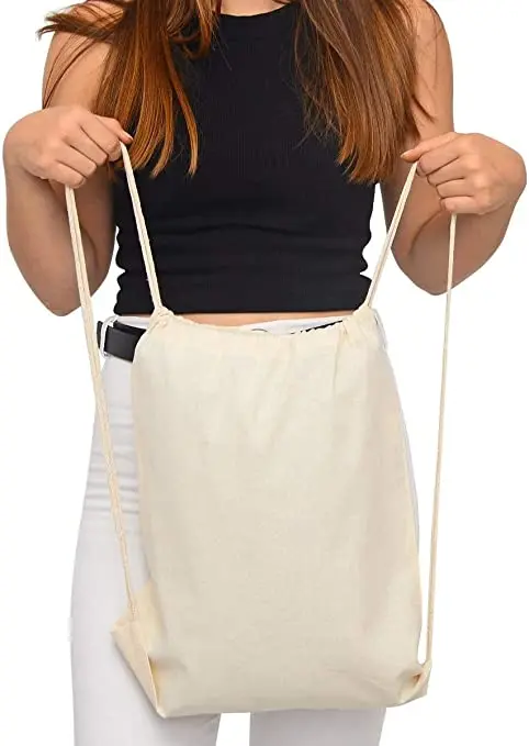 Wholesale Personalized Colorful Muslin Custom Cotton Canvas Drawstring Bag Small