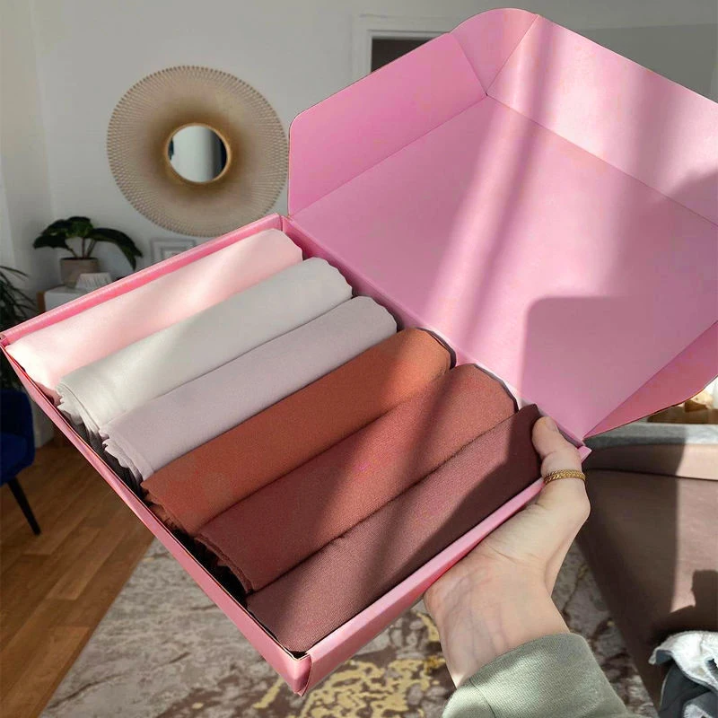 Premium Custom Muslim Chiffon plain Hijab Scarf Gift Box 6PCS/Set hijab packaging box