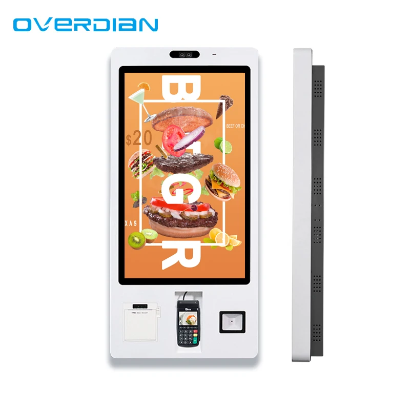 21.5 23.8 27 inch Self service Kiosk Touch Screen POS System Self Service Payment Order Kiosk for Mcdonald KFC Restaurant Kiosk